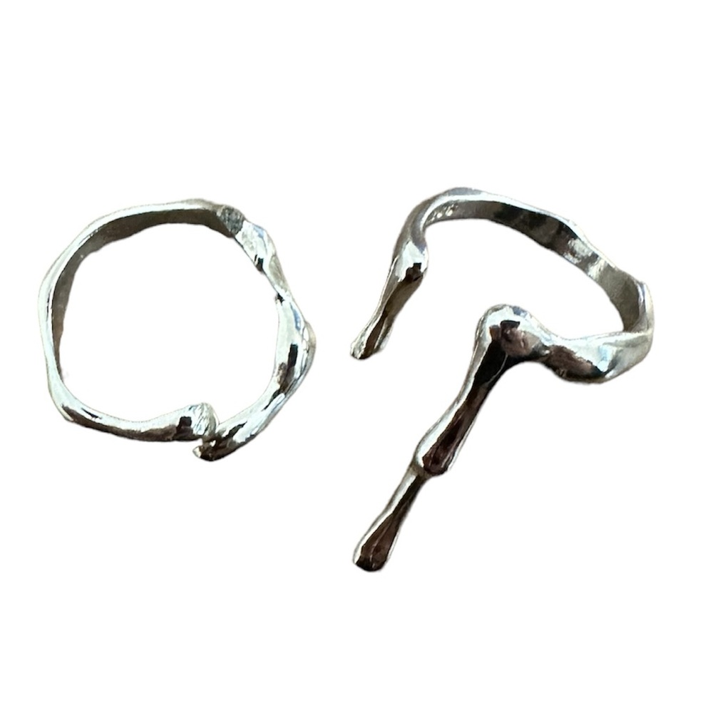 Liquid Drip Chrome Plated Rings Adjustable Set of 2